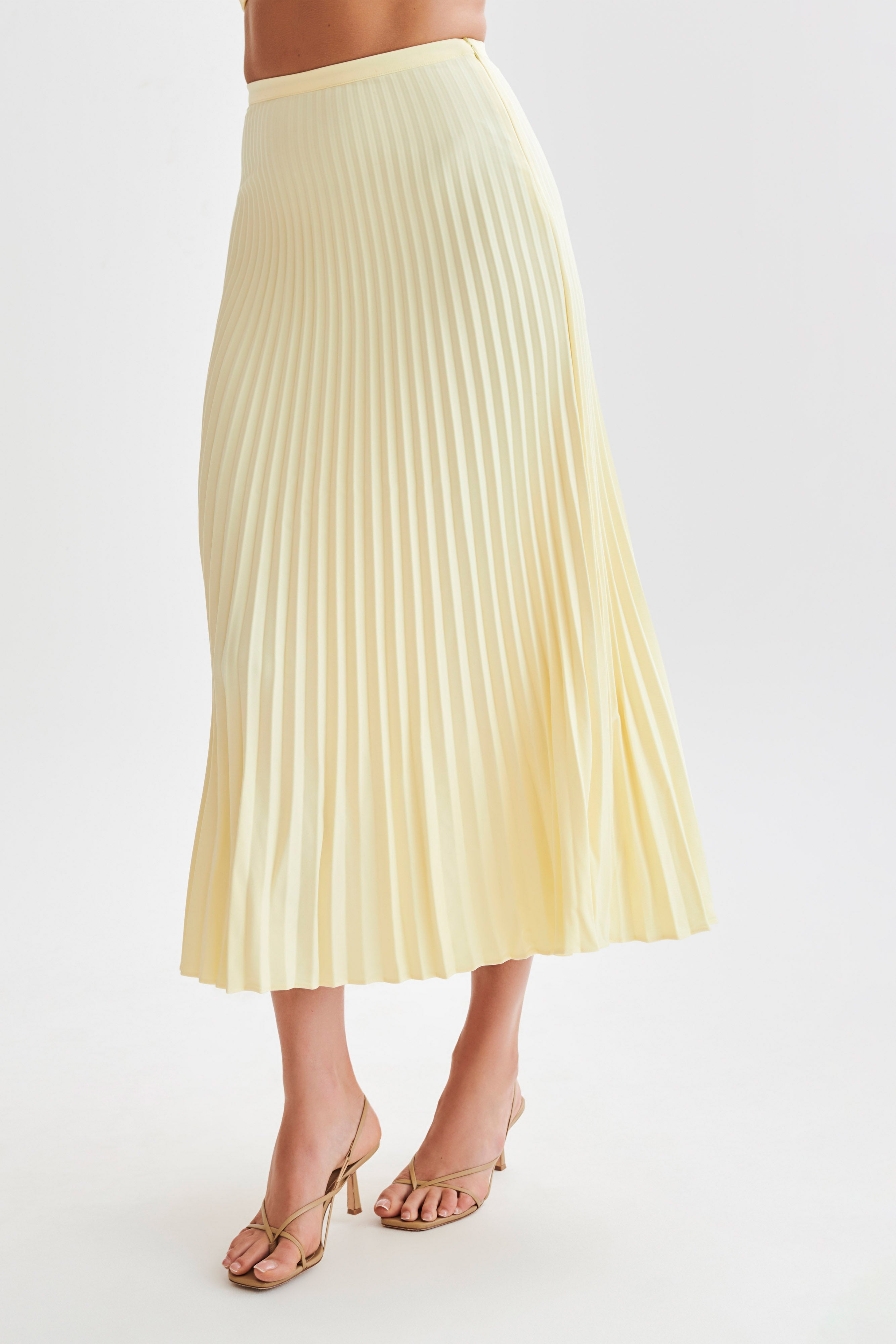 Twyla Pleated Suiting Maxi Skirt - Lemon