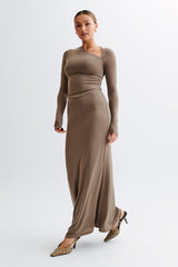 Bruna Slinky Fishtail Maxi Skirt - Coco