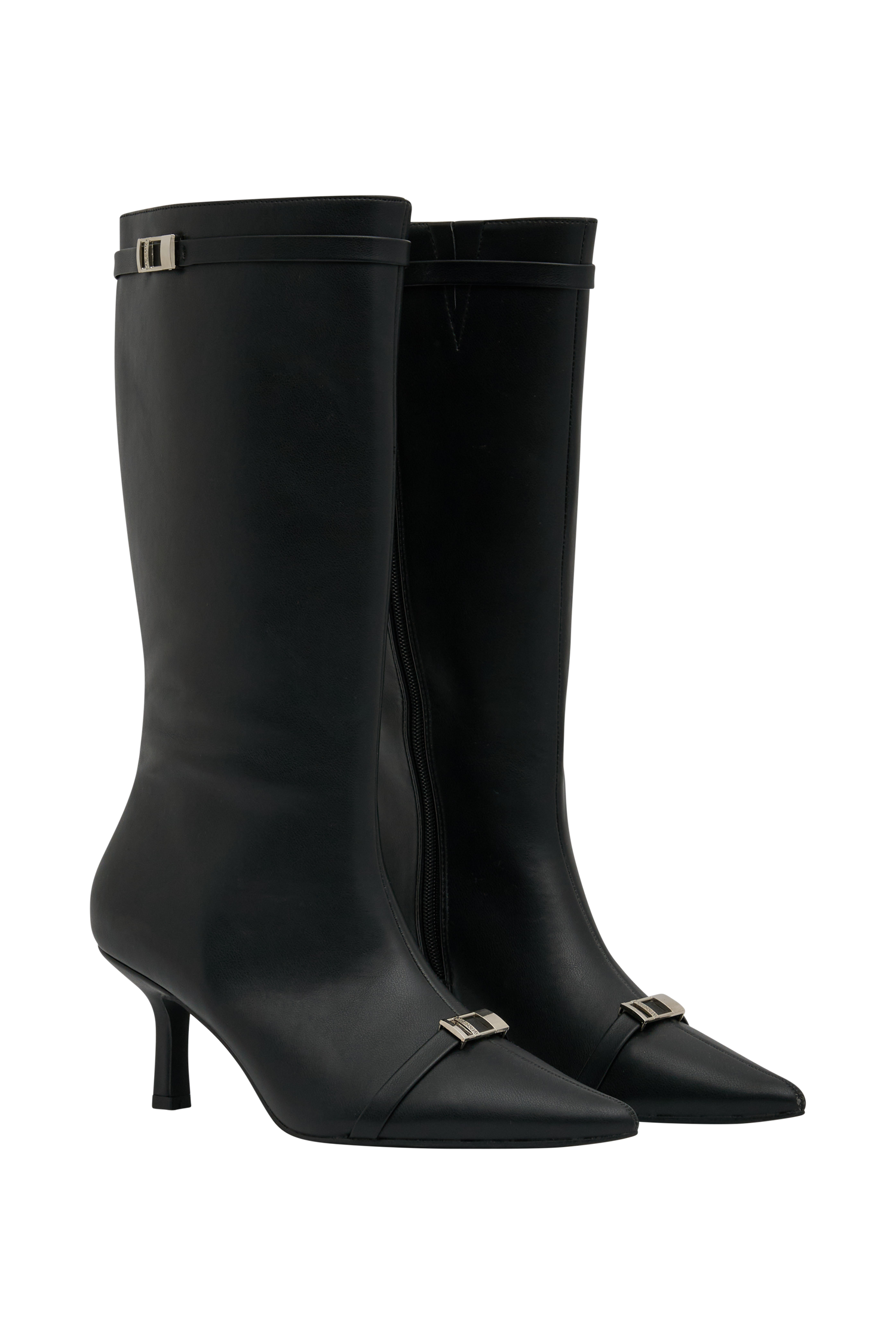 Astra Faux Leather Buckle Boot - Black