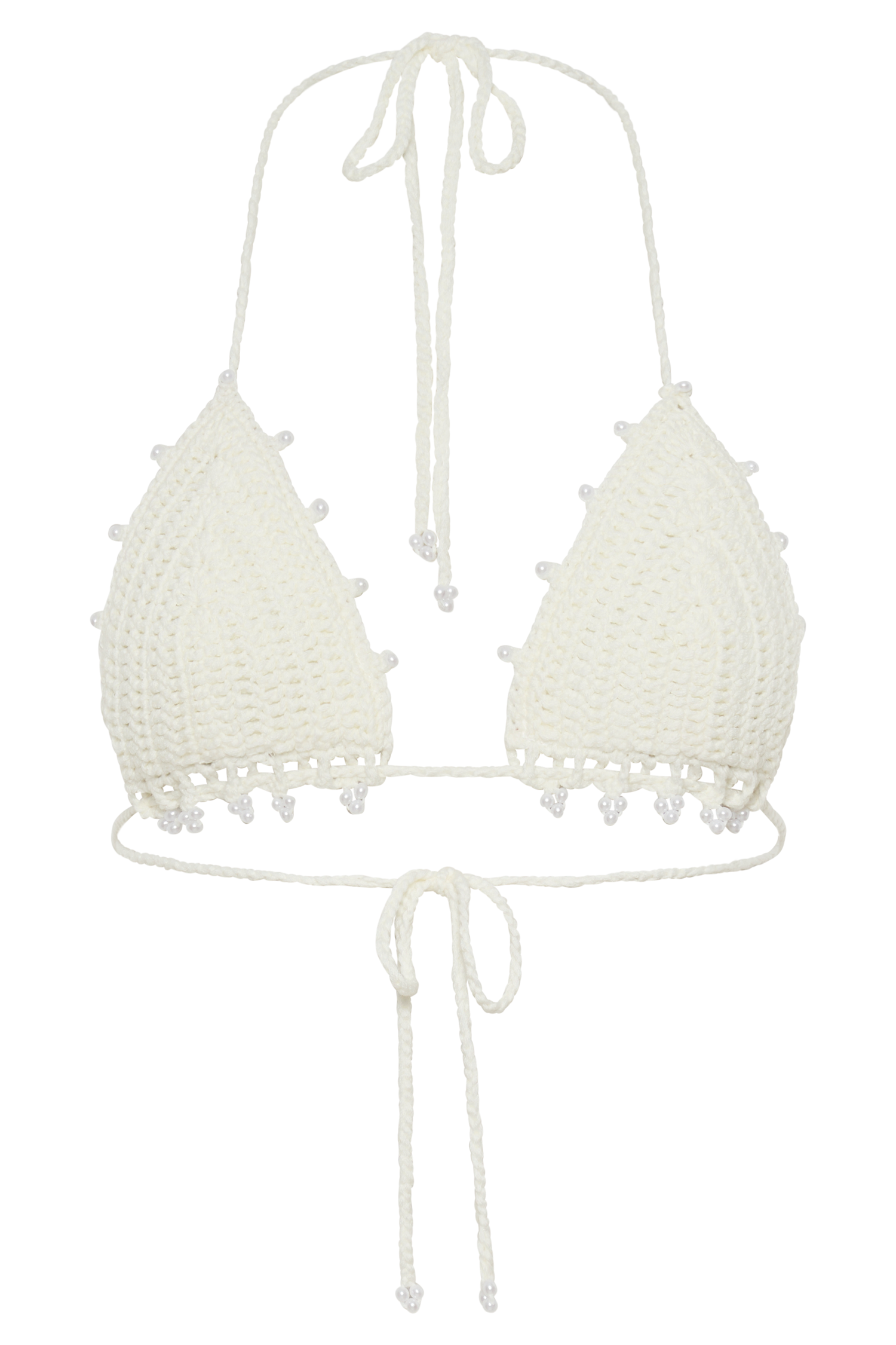 Sadie Pearl Knit Bikini Top - White