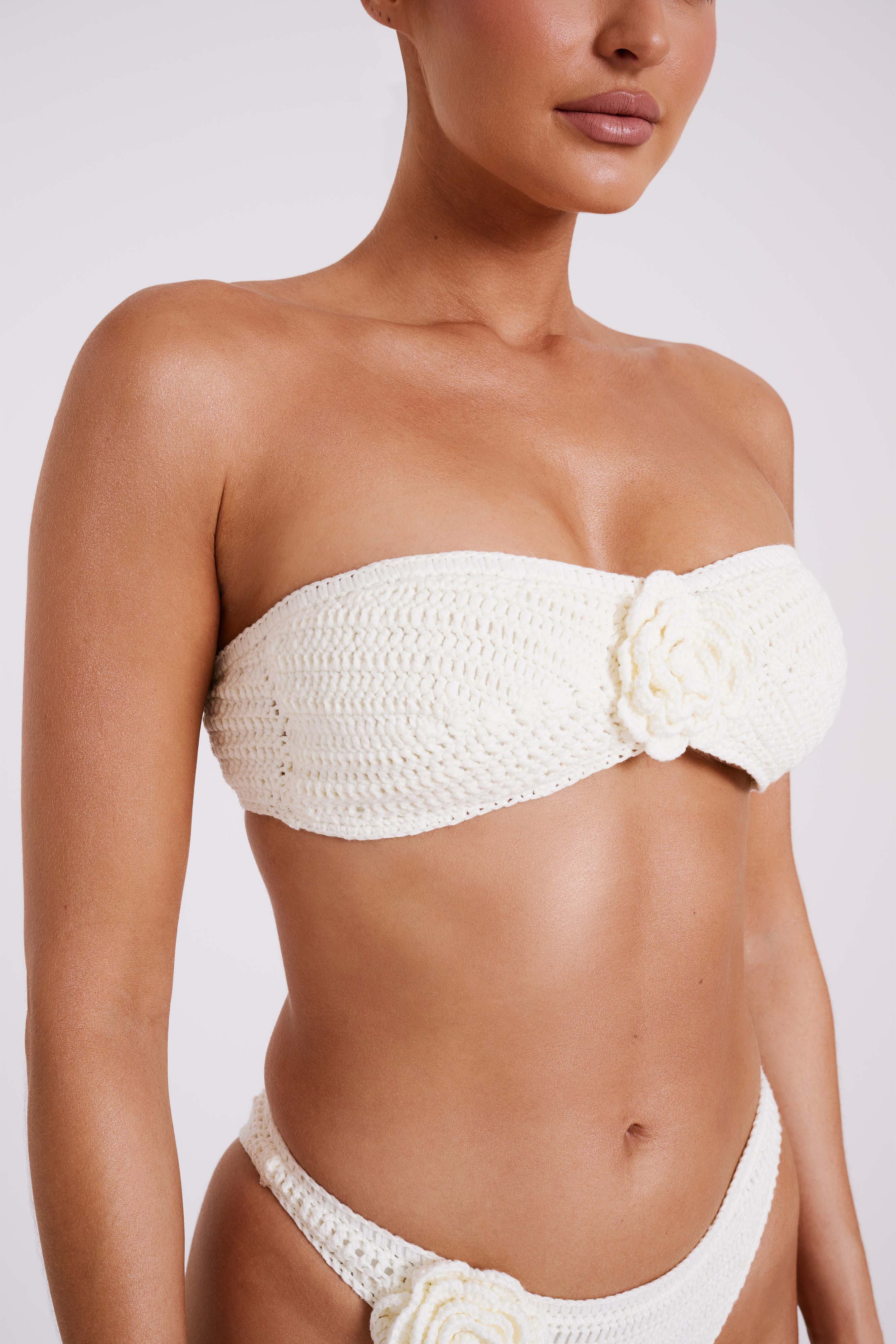 Noreen Rose Crochet Bikini Top - Ivory